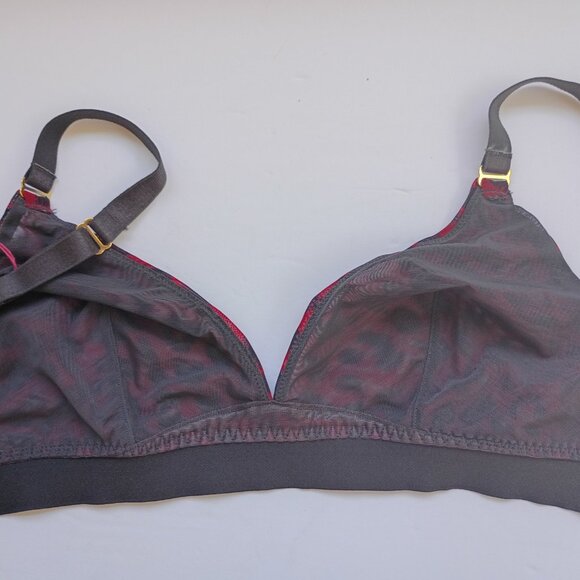 Stella McCartney Marguerite Poppy Red / Charcoal Mesh Bra 36 C NWT - Picture 3 of 6
